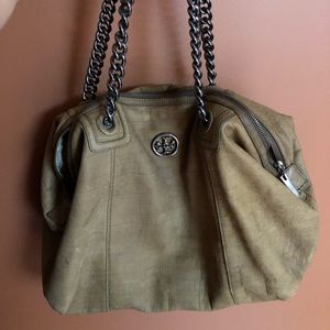 Olive suede Tory Burch bag